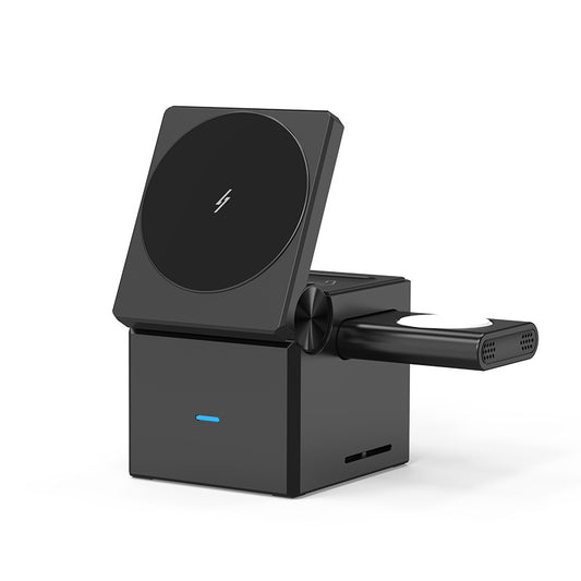 Black 15W Three-In-One Wireless Charger